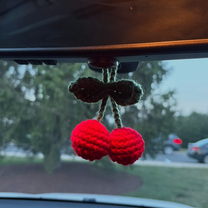 Crochet Cherry Car Charm