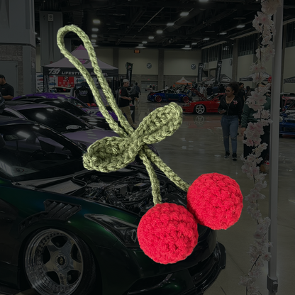 Crochet Cherry Car Charm