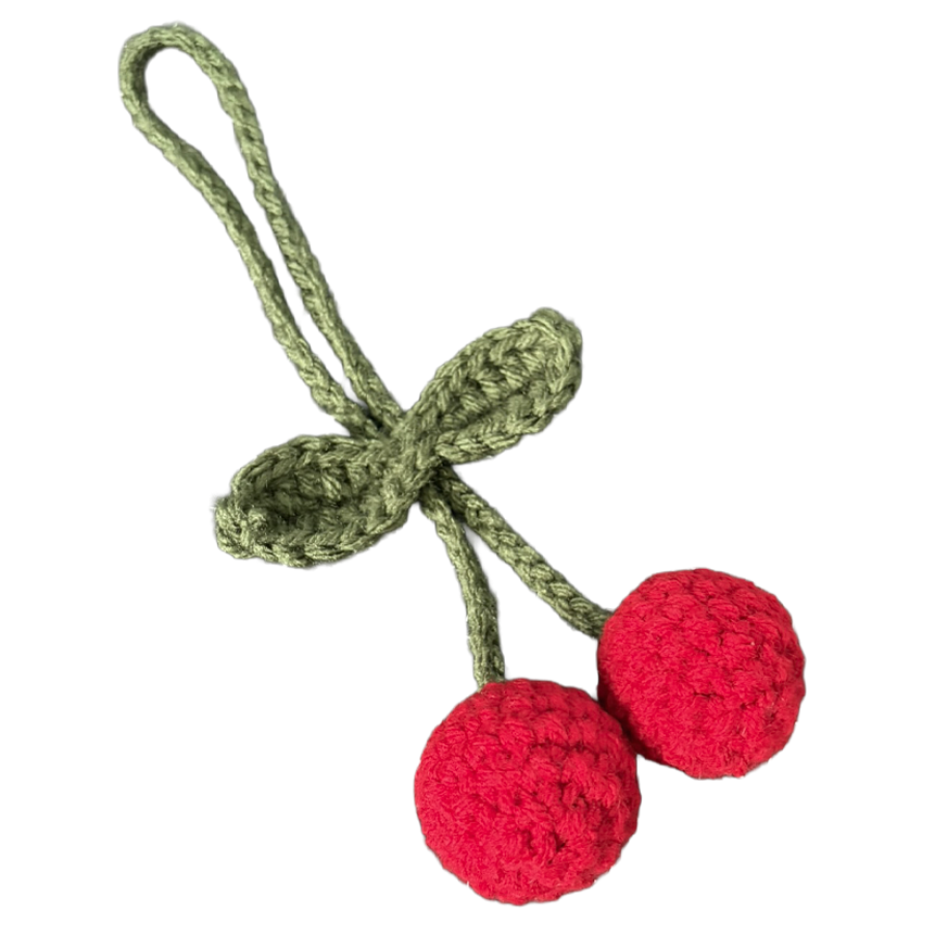 Crochet Cherry Car Charm