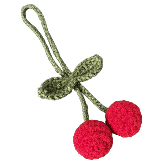 Crochet Cherry Car Charm